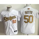 Youth Los Angeles Dodgers #50 Mookie Betts White 2025 Gold Collection Limited Jersey