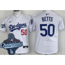 Youth Los Angeles Dodgers #50 Mookie Betts White 2025 World Series Champions Limited Jersey
