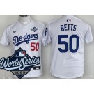 Youth Los Angeles Dodgers #50 Mookie Betts White 2025 World Series Limited Jersey