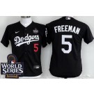 Youth Los Angeles Dodgers #5 Freddie Freeman Black 2024 World Series Limited Jersey