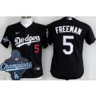 Youth Los Angeles Dodgers #5 Freddie Freeman Black 2025 World Series Champions Cool Base Jersey