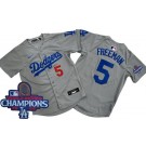 Youth Los Angeles Dodgers #5 Freddie Freeman Gray 2024 World Series Champions Limited Jersey
