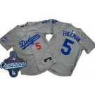 Youth Los Angeles Dodgers #5 Freddie Freeman Gray 2025 World Series Champions Limited Jersey