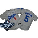 Youth Los Angeles Dodgers #5 Freddie Freeman Gray 2025 World Series Limited Jersey