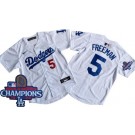 Youth Los Angeles Dodgers #5 Freddie Freeman White 2024 World Series Champions Limited Jersey
