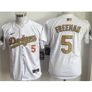 Youth Los Angeles Dodgers #5 Freddie Freeman White 2025 Gold Collection Limited Jersey