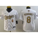 Youth Los Angeles Dodgers #8 Enrique Hernandez White 2025 Gold Collection Limited Jersey