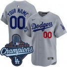 Youth Los Angeles Dodgers Custom Gray 2025 World Series Champions Limited Jersey