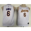 Youth Los Angeles Lakers #6 LeBron James White Icon Sponsor Swingman Jersey