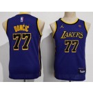 Youth Los Angeles Lakers #77 Luka Doncic Purple Statement Sponsor Swingman Jersey