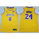 Youth Los Angeles Lakers #8#24 Kobe Bryant Yellow Icon Sponsor Swingman Jersey