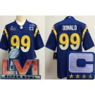 Youth Los Angeles Rams #99 Aaron Donald Limited Royal C Patch 2022 Super Bowl LVI Vapor Jersey