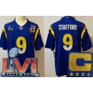 Youth Los Angeles Rams #9 Matthew Stafford Limited Royal C Patch 2022 Super Bowl LVI Vapor Jersey
