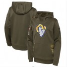 Youth Los Angeles Rams Olive 2022 Salute To Service Performance Pullover Hoodie
