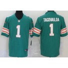 Youth Miami Dolphins #1 Tua Tagovailoa Limited Aqua Throwback Vapor Untouchable Jersey