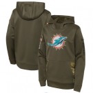 Youth Miami Dolphins Olive 2022 Salute To Service Performance Pullover Hoodie