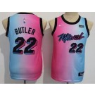 Youth Miami Heat #22 Jimmy Butler Pink Blue City Icon Sponsor Swingman Jersey