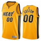 Youth Miami Heat Customized Yellow 2021 Earned Stitched Swingman Jersey