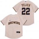 Youth Milwaukee Brewers #22 Christian Yelich Cream 2020 Cool Base Jersey