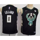 Youth Milwaukee Bucks #0 Damian Lillard Black Icon Sponsor Swingman Jersey