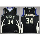 Youth Milwaukee Bucks #34 Giannis Antetokounmpo Black Statement Icon Swingman Jersey