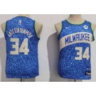 Youth Milwaukee Bucks #34 Giannis Antetokounmpo Blue 2023 City Icon Sponsor Swingman Jersey