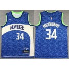 Youth Milwaukee Bucks #34 Giannis Antetokounmpo Blue 2023 City Icon Swingman Jersey