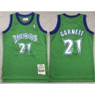 Youth Minnesota Timberwolves #21 Kevin Garnett Green 1997 Throwback Swingman Jersey