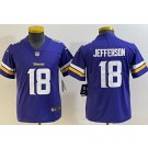 Youth Minnesota Vikings #18 Justin Jefferson Limited Purple Vapor Jersey