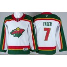Youth Minnesota Wild #7 Brock Faber Fleury White Authentic Jersey