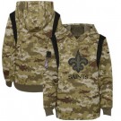 Youth New Orleans Saints Olive 2021 Salute To Service Therma Performance Pullover Hoodie