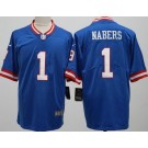 Youth New York Giants #1 Malik Nabers Limited Blue Classic Vapor Jersey