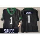 Youth New York Jets #1 Sauce Gardner Limited Black Nickname Sauce FUSE Vapor Jersey