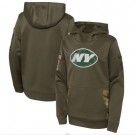 Youth New York Jets Olive 2022 Salute To Service Performance Pullover Hoodie