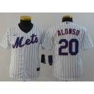 Youth New York Mets #20 Pete Alonso White Cool Base Jersey