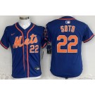 Youth New York Mets #22 Juan Soto Blue Limited Jersey