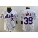 Youth New York Mets #39 Edwin Diaz White 3 Patches Limited Jersey