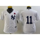 Youth New York Yankees #11 Anthony Volpe White Red Rose Cool Base Jersey