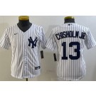 Youth New York Yankees #13 Chisholm Jr White Player Name Cool Base Jersey