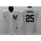 Youth New York Yankees #25 Gleyber Torres White Player Name 2020 Cool Base Jersey