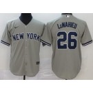 Youth New York Yankees #26 DJ LeMahieu Gray Player Name 2020 Cool Base Jersey
