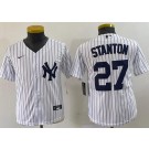 Youth New York Yankees #27 Mike Stanton White Player Name Cool Base Jersey