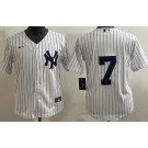 Youth New York Yankees #7 Mickey Mantle White Cool Base Jersey