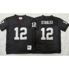 Youth Oakland Raiders #12 Kenny Stabler Black 1976 Throwback Jersey