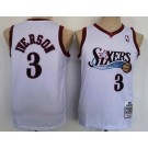 Youth Philadelphia 76ers #3 Allen Iverson White 2000 Throwback Swingman Jersey