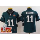 Youth Philadelphia Eagles #11 AJ Brown Limited Green Super Bowl LIX Vapor Jersey