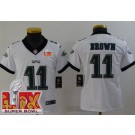 Youth Philadelphia Eagles #11 AJ Brown Limited White Super Bowl LIX Vapor Jersey