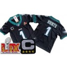 Youth Philadelphia Eagles #1 Jalen Hurts Limited Black C Patch Super Bowl LIX Vapor FUSE Jersey