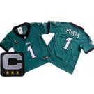 Youth Philadelphia Eagles #1 Jalen Hurts Limited Green C Patch FUSE Vapor Jersey