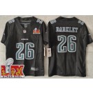 Youth Philadelphia Eagles #26 Saquon Barkley Limited Black Fashion Super Bowl LIX FUSE Vapor Jersey